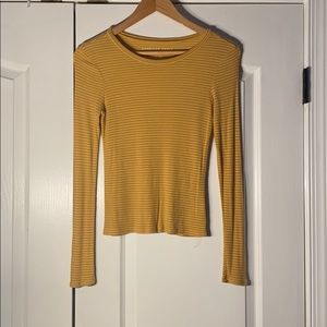 Yellow and White Striped AE Long Sleeve Shirt